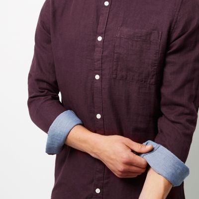 Burgundy double faced casual shirt